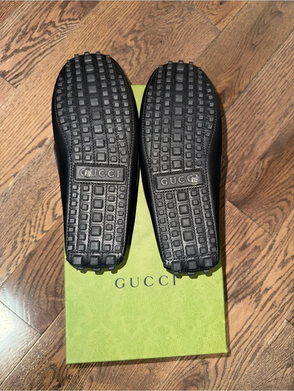Gucci Black Leather GG Embossed Men’s Slip-On Loafers